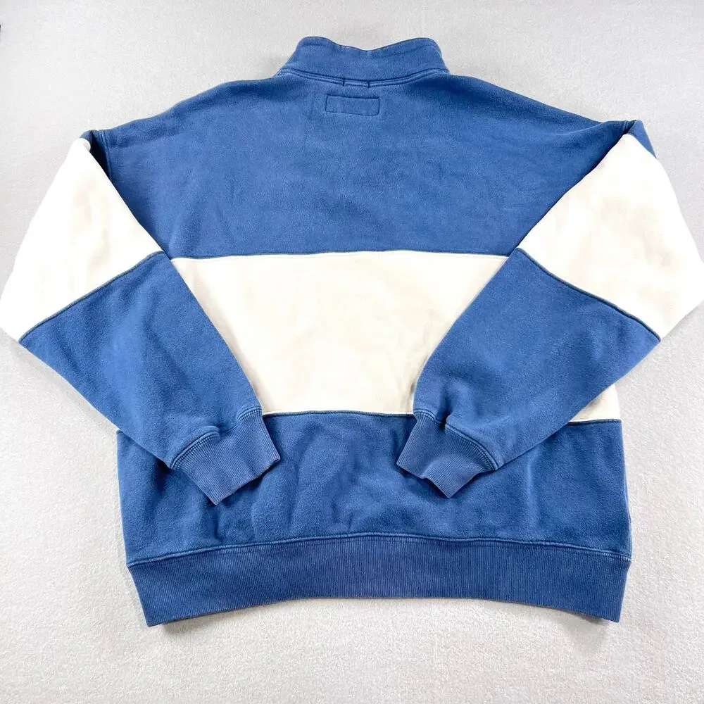 Vintage Abercrombie & Fitch Colorblock Snap Mockneck Sweatshirt Blue White L